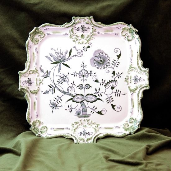 Tray embossed 35 x 35 cm, Green Onion Pattern, Cesky porcelan a.s.