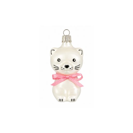 Christmas Glass Kitten Ornament, 7 cm, Czech Ornaments MIJA