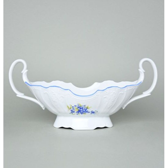 Fruit bowl with handles 36 cm, Thun 1794 Carlsbad porcelain, BERNADOTTE Forget-me-not-flower