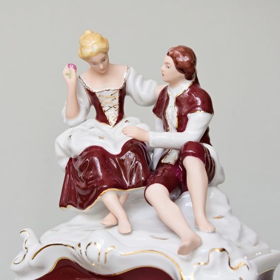 Hodiny Romance 20 x 9,5 x 29 cm, Purpur, Porcelánové Hodiny Royal Dux Bohemia