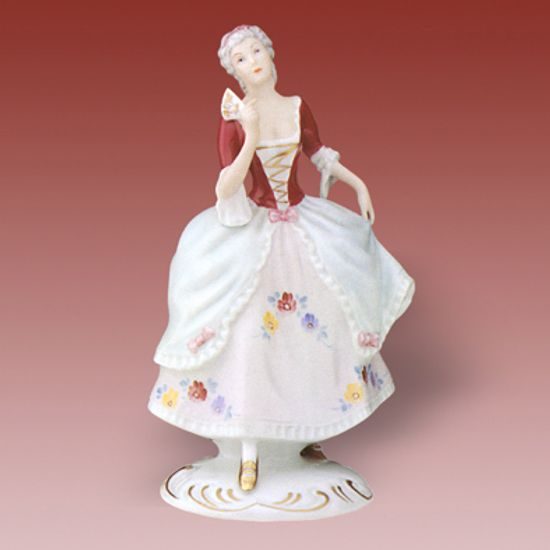Lady with a fan 13 x 10 x 20,5 cm, Porcelain Figures Duchcov
