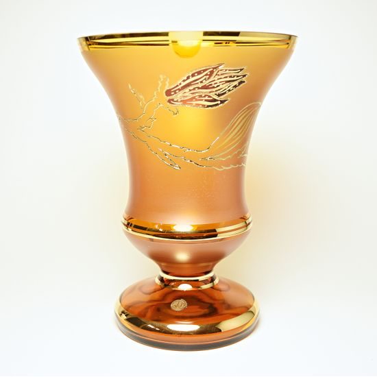 Egermann: Váza Ambr žlutá lazura - matná, 31 cm - ručně zdobená, Skleněné vázy Egermann