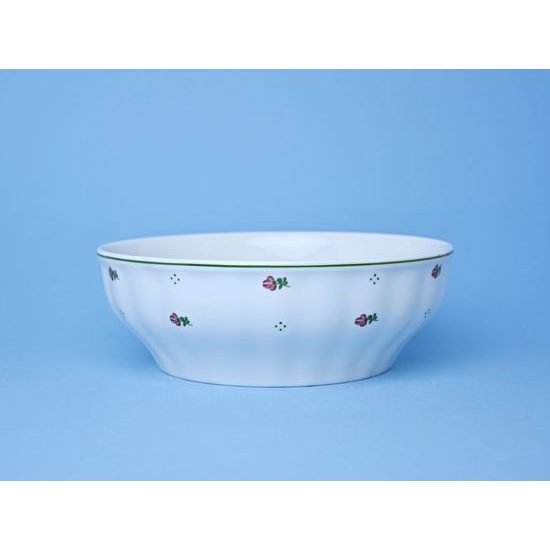 Mísa válcová 22,5 cm, Benedikt červené kvítí + zelená, G. Benedikt 1882