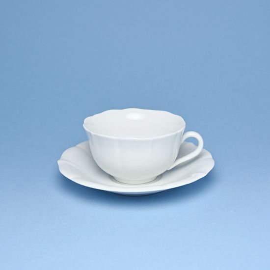 Cup tea 0,20 l / saucer 15,5 cm, white porcelain, Český porcelán a.s.