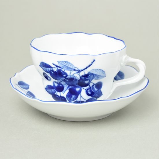 Cup + saucer D + D 0,40 l / 18,2 cm, Blue cherry, Český porcelán a.s.