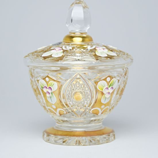 Cut Crystal Dose - Round, Gold + Enamel, Jahami Bohemia