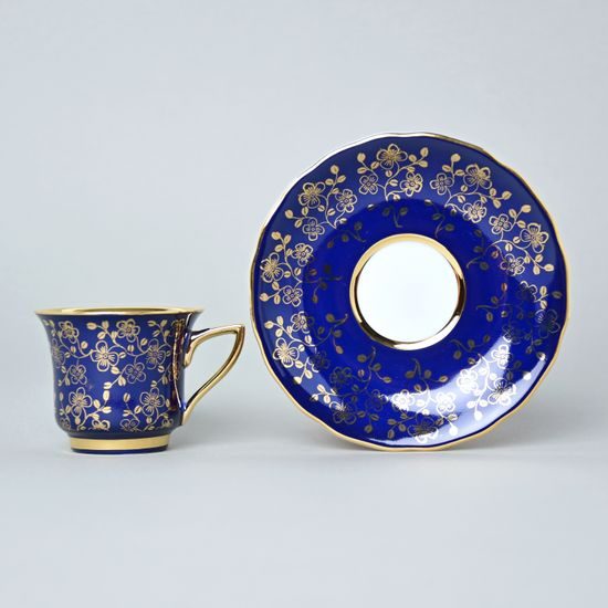 Cup 80 ml and saucer Windsor mocca, Dark blue, Leander 1907