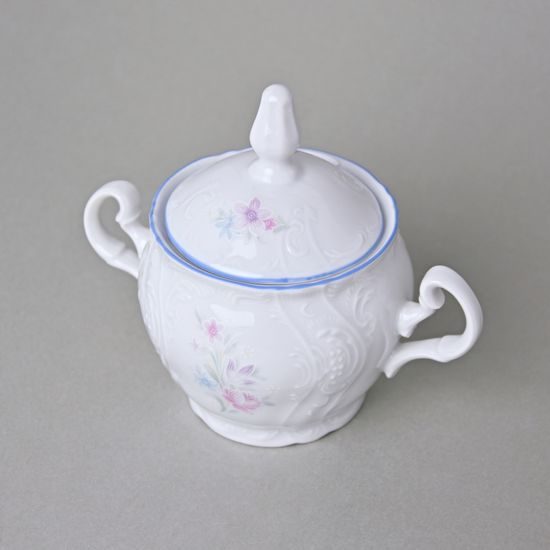 Sugar bowl 220 ml, Thun 1794 Carlsbad porcelain, BERNADOTTE blue-pink flowers