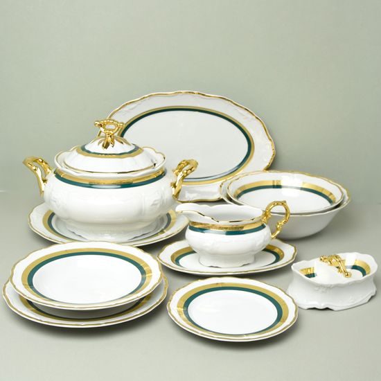 Jídelní sada pro 6 osob, Marie Louise 8800501 zlato + zelená, Thun 1794 a.s.