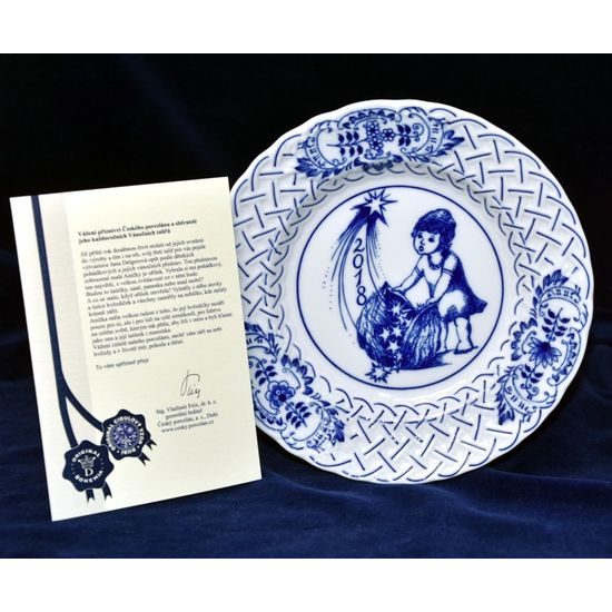 Annual plate 2018, wall, 18 cm, Original Blue Onion Pattern
