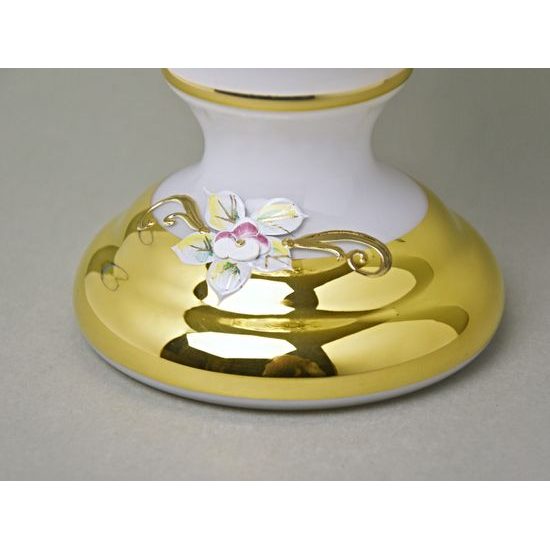 Vase 31 cm, WHITE glass, gold + enamel, Nový Bor glass