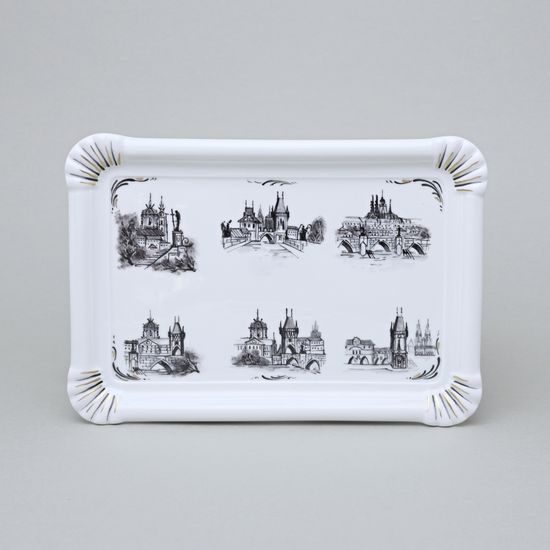 Porcelain Tray with Prague Motifs (Decor No. 4), Vilém Janoušek, Český porcelán a.s.
