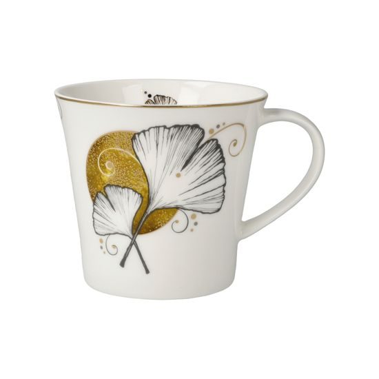 Hrnek 350 ml Ginko - bílé, 13 / 10,5 / 9,5 cm, jemný kostní porcelán, Goebel