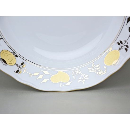 Talíř hluboký 24 cm, zlatý Cibulák, Český porcelán z Dubí