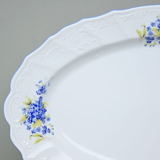 Oval dish 39 cm, Thun 1794 Carlsbad porcelain, BERNADOTTE Forget-me-not-flower