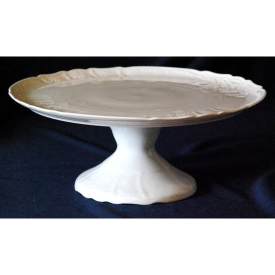 Cake plate on stand 32 cm, Thun 1794 Carlsbad porcelain, Bernadotte white