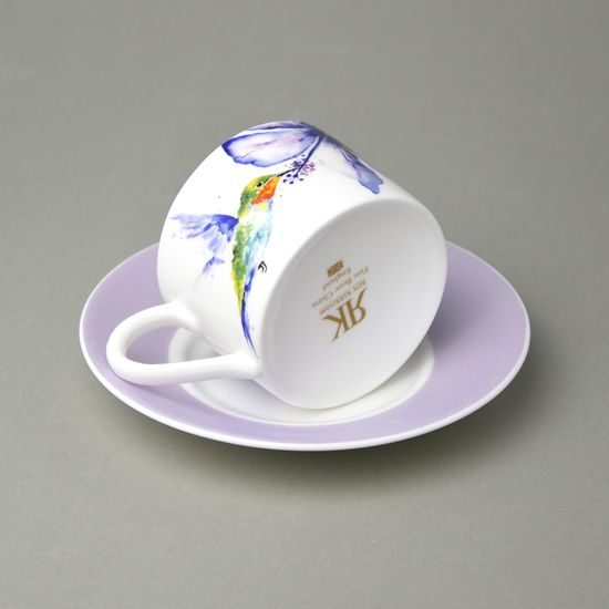 Kolibřík: Šálek čajový 230 ml + podšálek 145 mm Alice, anglický kostní porcelán, Roy Kirkham