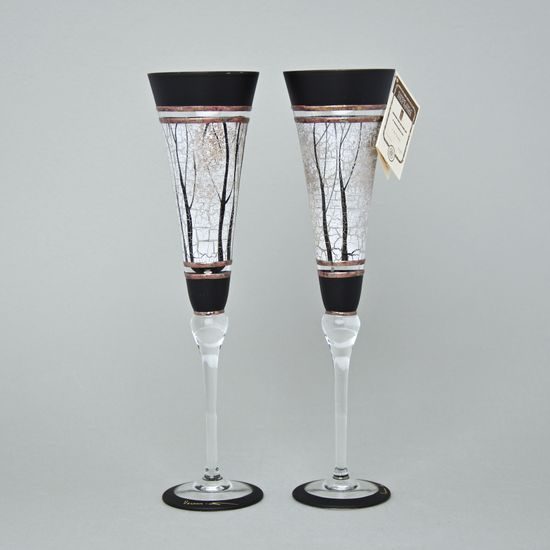 Studio Miracle: Champagne Glasses, 2 pcs. 180 ml, Hand-decorated by Vlasta Voborníková