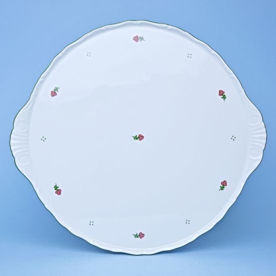 Talíř dortový s uchy 31 cm, Verona červené kvítí + zelená, G. Benedikt 1882