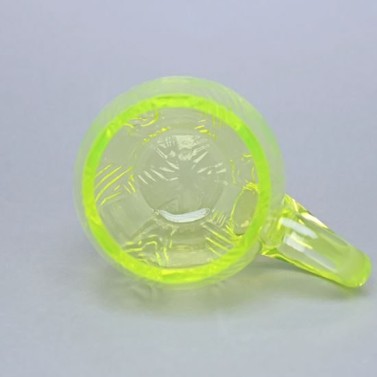 Bark Glass Mug with Handle (uranium Glass), 300 ml, Glassworks Janov