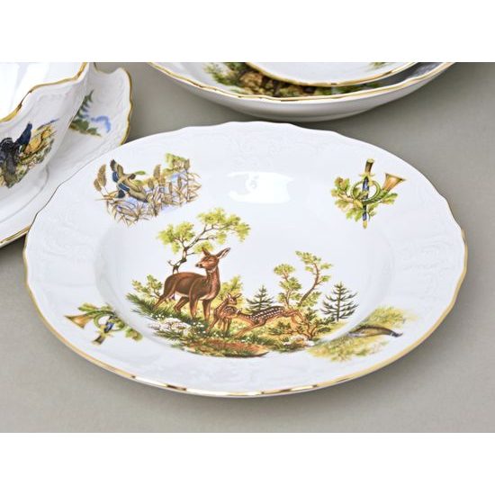 Dining set for 6 persons, Thun 1794 Carlsbad porcelain, BERNADOTTE hunting
