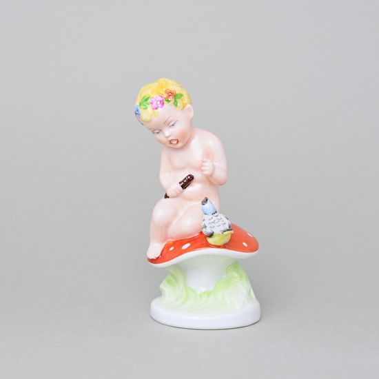 Boy With Fly Amanita, 9 x 9 x 15,5 cm, Saxe, Porcelain Figures Duchcov