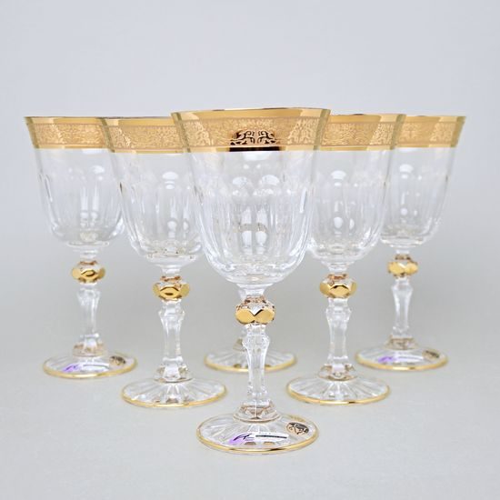 Křišťálové sklenice na víno Romantic - Laura, 6 ks 220 ml, Zlato, Aleš Zvěřina - AZ Design