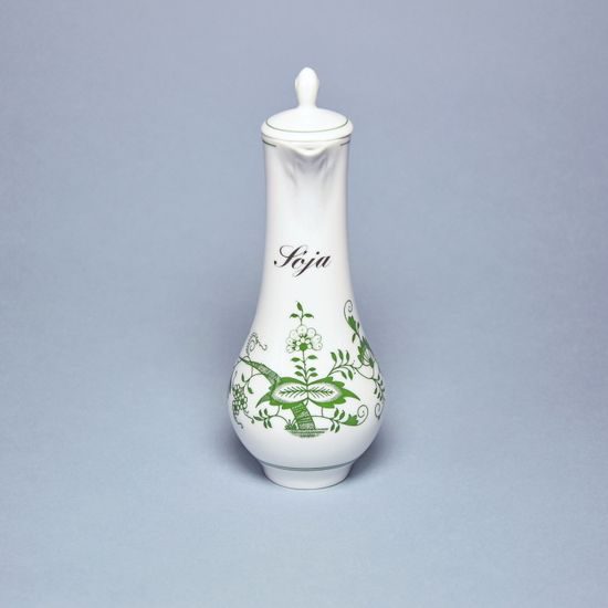 Karafka (karafa) s víčkem s nápisem dle specifikace 16 cm / 0,14 l, Zelený cibulák, Český porcelán, a.s.
