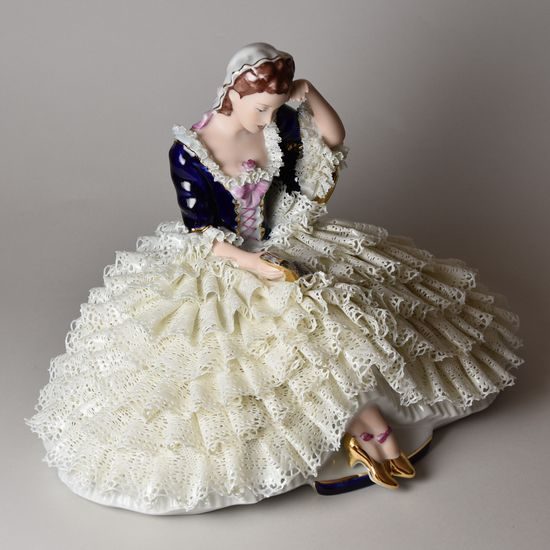 Lady with lace skirt 16 cm, Porcelain Figures Duchcov