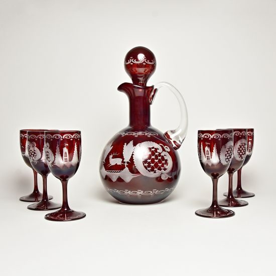 Egermann: Red Stain Wine Set, 26,5 cm, 7 pcs.