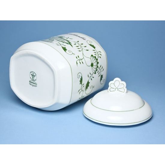 Dose for food storage with a different types of sign 1,10 l, 17 cm, Green Onion Pattern, Cesky porcelan a.s.