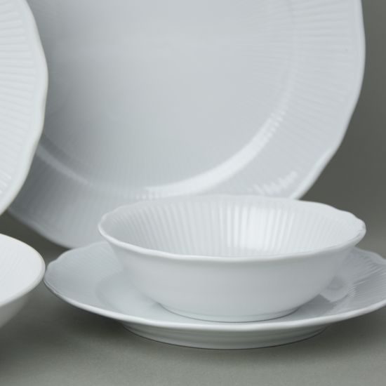 Plate set for 4 pers with soup bowls, Praha white, Cesky porcelan a.s.