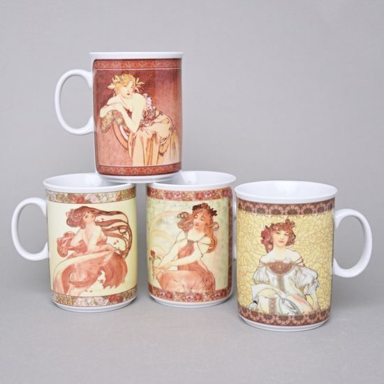 Mug Boby 0,22 l, set of 4 pcs., Alphons Mucha, Cesky porcelan a.s.