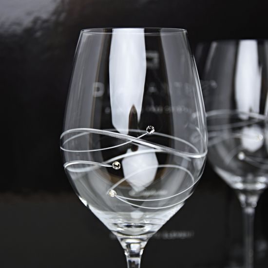 Spirála - Set 6 sklenic na červené víno 470 ml, krystaly Swarovski, DIAMANTE