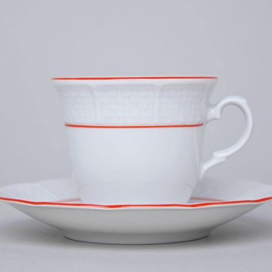 Natalie: Cup tall + saucer, Thun 1794,Carlsbad porcelain, red line