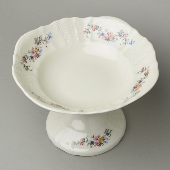 Mísa hluboká 25 cm na noze, Thun 1794, karlovarský porcelán, BERNADOTTE ivory + kytičky