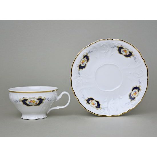 Tea cup and saucer 205 ml / 15,5 cm, Thun 1794 Carlsbad porcelain, BERNADOTTE arms