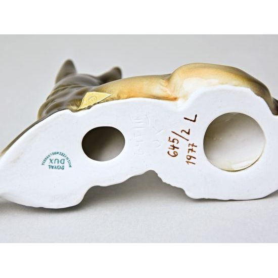 Ležící vlčák 17 x 7 x 9 cm, Luxor, Porcelánové figurky Duchcov