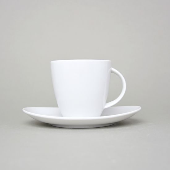 Cup 140 ml  plus  saucer 140 mm, Thun 1794 Carlsbad porcelain, Loos white
