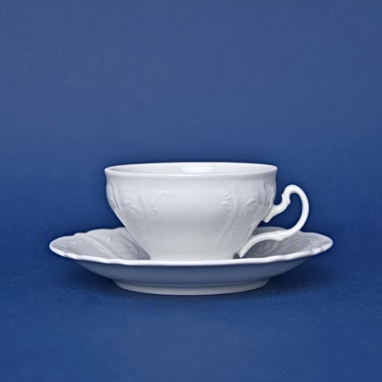 Tea cup and saucer 205 ml / 16 cm, Thun 1794 Carlsbad porcelain, BERNADOTTE white