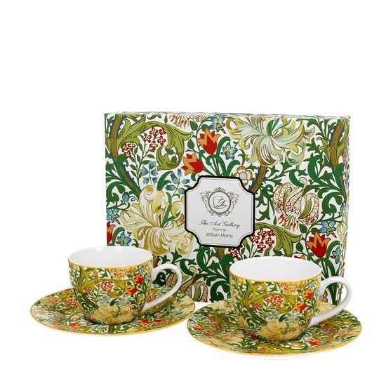 Cup espresso 110 ml + saucer 116 mm, William Morris, Golden lily, set of 2 pcs., porcelain Duo Gifts
