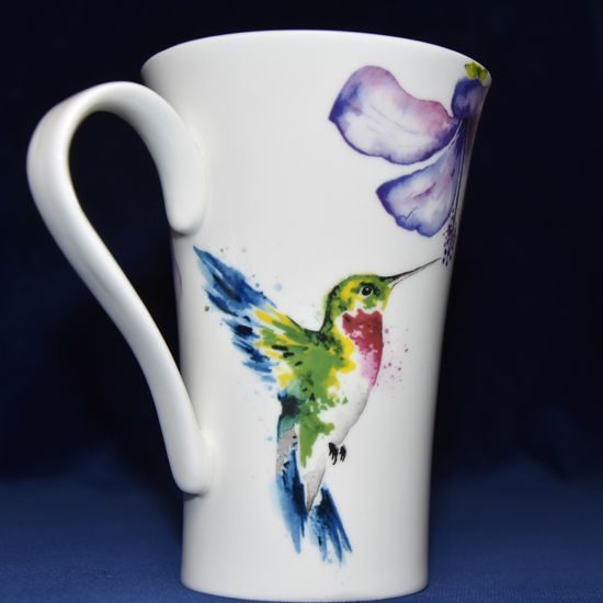 Kolibřík: Hrnek 0,6 l latte, anglický kostní porcelán, Roy Kirkham