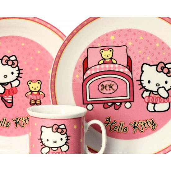 Dětská porcelánová sada Hello Kitty, růžová, Thun 1794 karlovarský porcelán