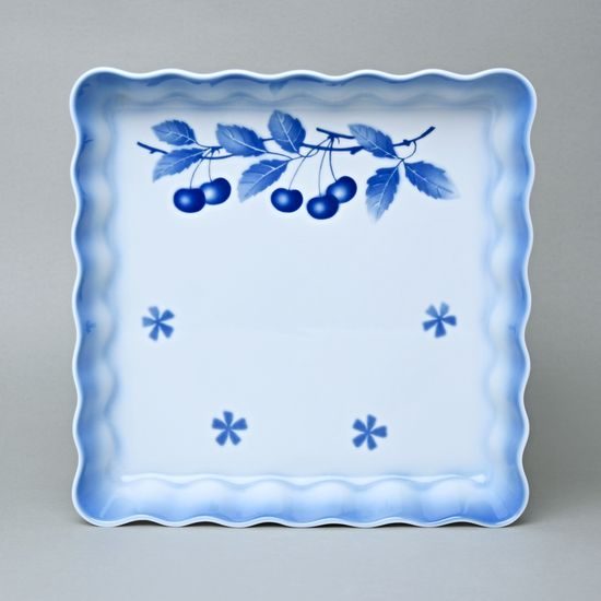 Baking Dish Square 24 x 24 x 24 cm, Thun 1794, Carlsbad porcelain, BLUE CHERRY