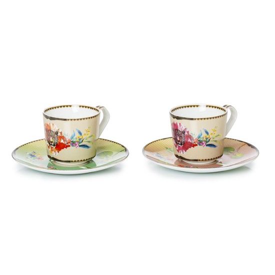 Set fo 2 tea cups 200 ml + saucers, Été Savage, Lamart: Palais Royal