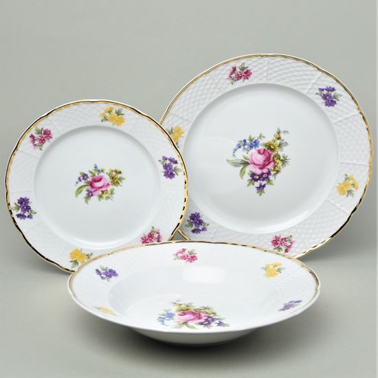 Talířová souprava pro 6 osob, Natálie růže, Thun 1794, karlovarský porcelán