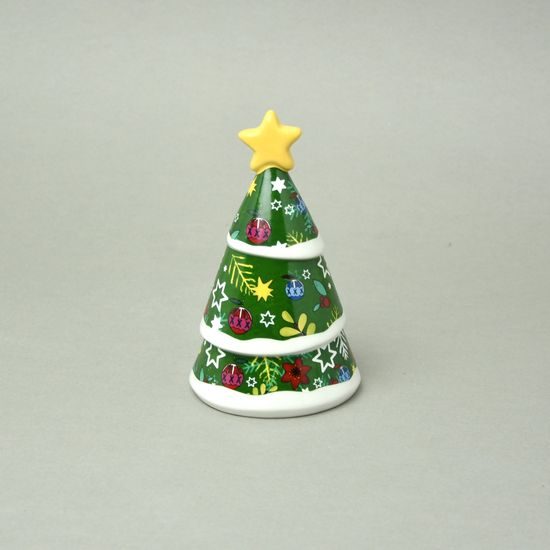 Christmas bell tree 10 x 15 cm, glazed ceramic EGAN