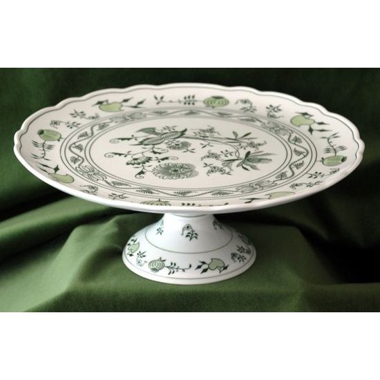 Cake plate with stand 31 cm, Green Onion Pattern, Cesky porcelan a.s.