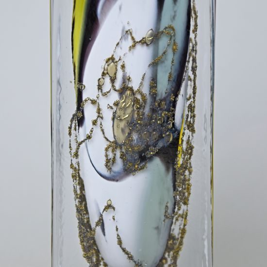 Vase Square 19 cm, collection Fleck, metallurgical glass, Vendula Zámečníková