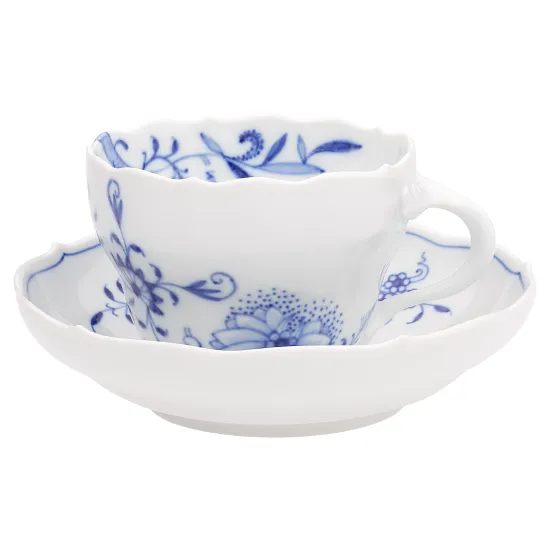 Šálek 200 ml a podšálek 140 mm, pravý cibulák, Míšeňský porcelán
